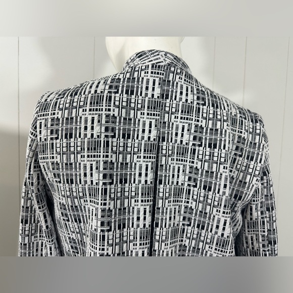 Calvin Klein Sz 2P Blazer Open Jacket Black White Jacquard Textured Stretch - Picture 6 of 11